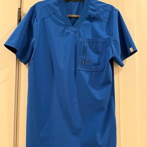 Men's Blue V-Neck Scrub Top